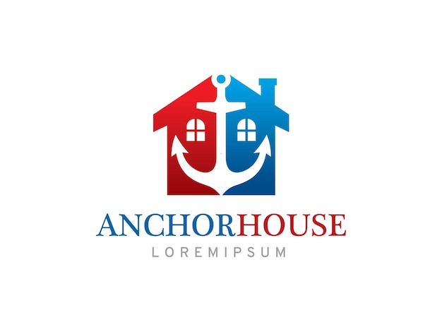 Símbolo o plantilla de icono de ancla y logotipo de la casa