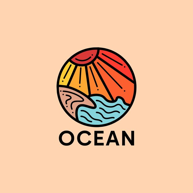 Símbolo del océano Diseño de ilustración vectorial Icono Emblema