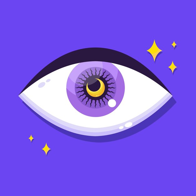 Símbolo de ojo celestial mágico icono plano místico Todo lo que ve el tercer ojo Ilustración vectorial