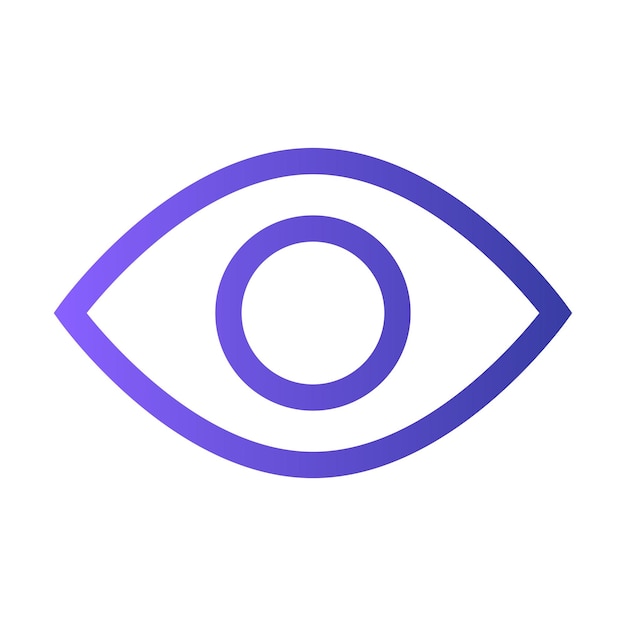 Símbolo de ojo púrpura simplista que representa la percepción de la visión y la conciencia en diseños o arte digital