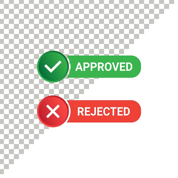Símbolo de opción de botón de signo aprobado y rechazado gráfico vectorial de ilustración de estilo redondeado