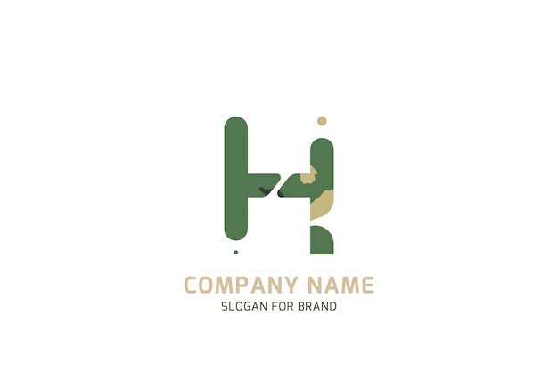 Símbolo original H para logotipo Letra en estilización de camuflaje para tema militar y militar para plantilla de diseño creativo Ilustración plana EPS10