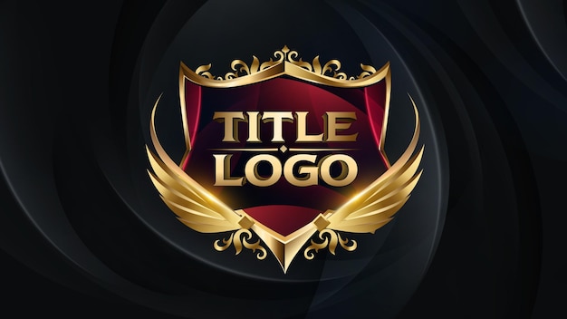 Símbolo de oro y rojo con alas voladoras Icono de estilo real Emblema Logotipo del equipo deportivo