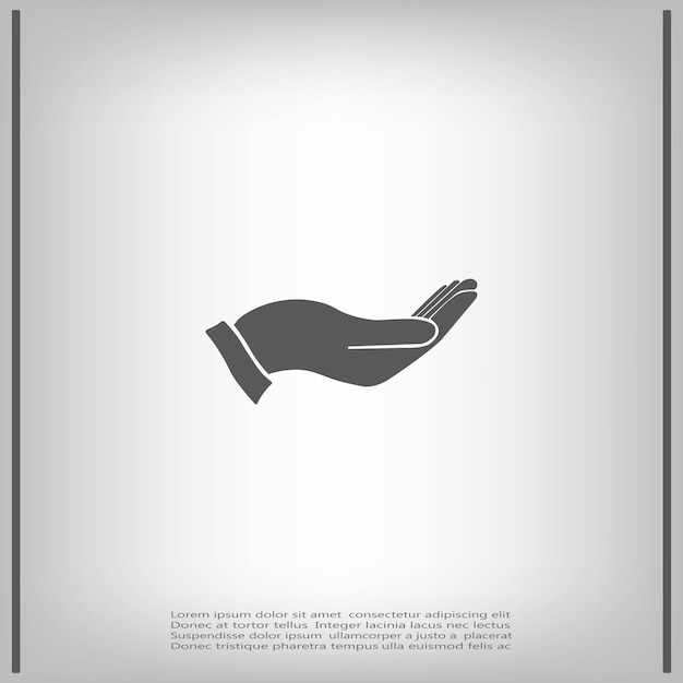 Símbolo de la palma de la mano Ilustración vectorial sobre fondo gris Eps 10