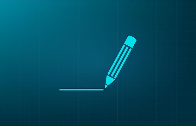 Símbolo de papelería con lápiz Ilustración vectorial en fondo azul Eps 10