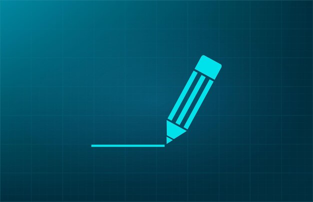 Símbolo de papelería con lápiz Ilustración vectorial en fondo azul Eps 10