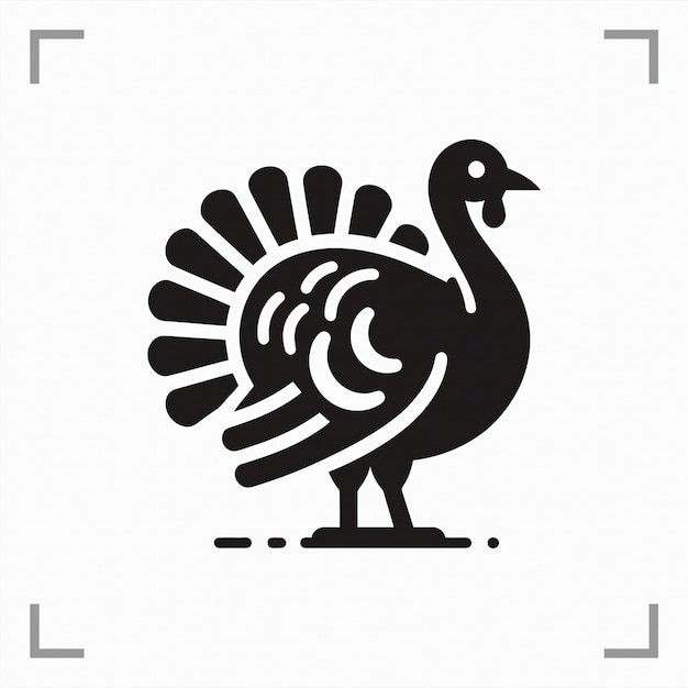 Símbolo de pavo Icono de animal Pictograma de cuerpo completo Vista lateral Simple y minimalista