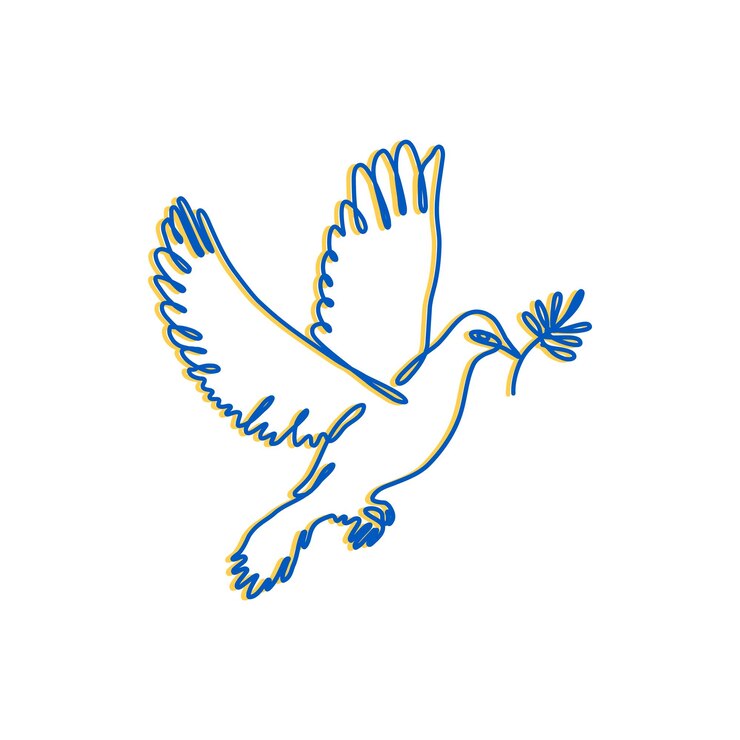 Vector símbolo de paz con colores de la bandera ucraniana