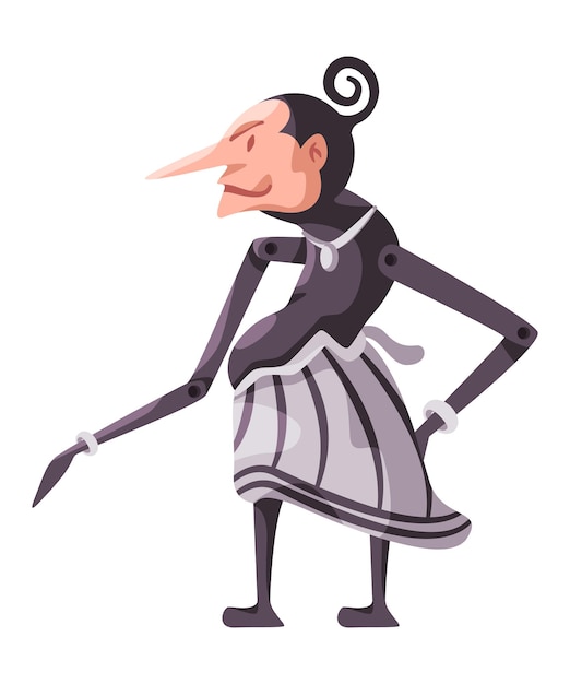 Símbolo de personaje de Petruk del hombre sabio wayang marioneta tradicional de Java Ilustración de Indonesia