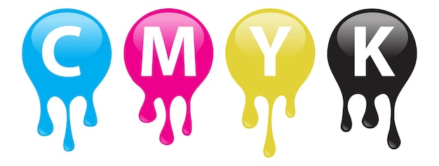 Símbolo de pintura CMYK Pinturas derramadas Elemento de diseño Ilustración vectorial
