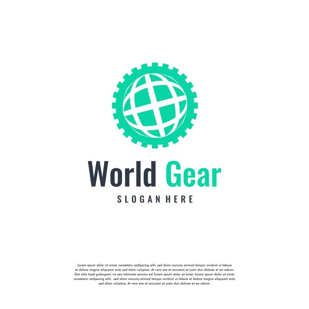 Símbolo de plantilla de diseños de logotipo de world gear tech globe