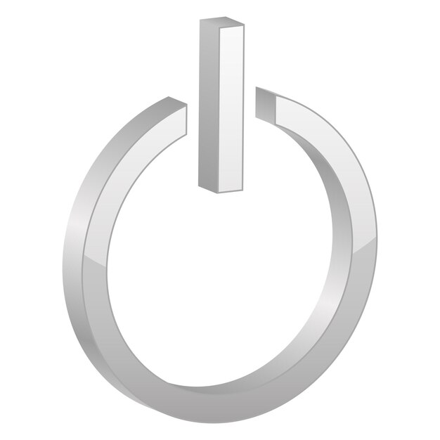 Símbolo de poder gris sobre un fondo blanco Ilustración vectorial