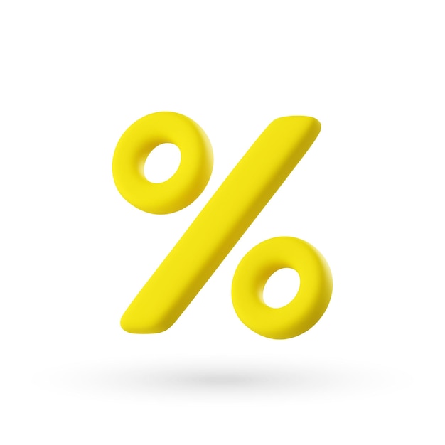 Símbolo de porcentaje de vector 3D amarillo