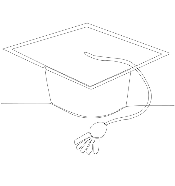símbolo de posgrado de gorra de graduación de línea continua