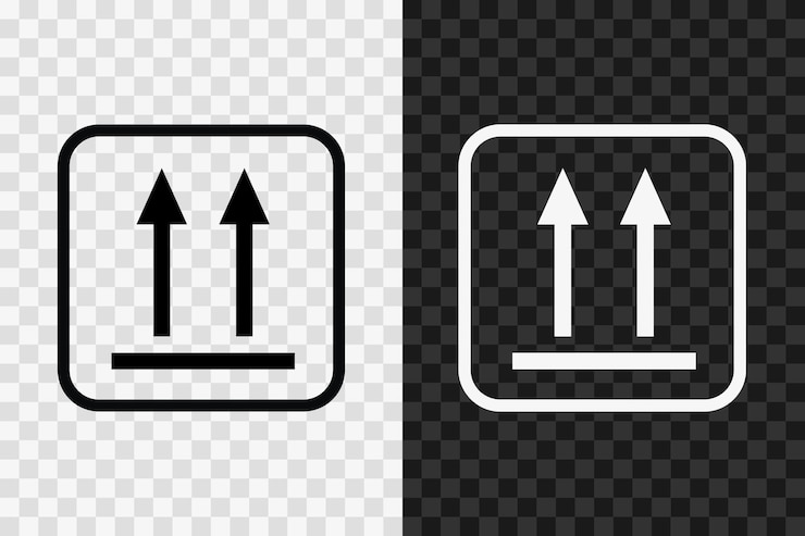 Vector símbolo de posición vertical para la caja de envío