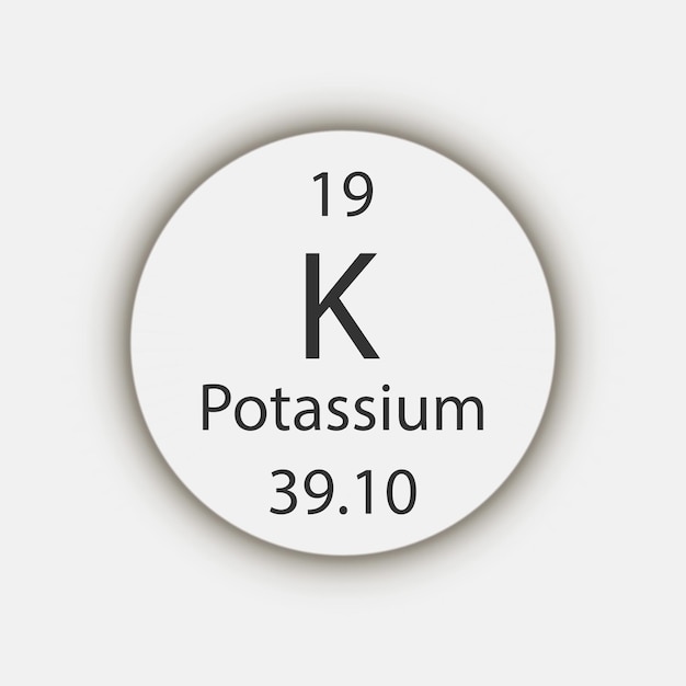Símbolo de potasio Elemento químico de la tabla periódica Ilustración vectorial