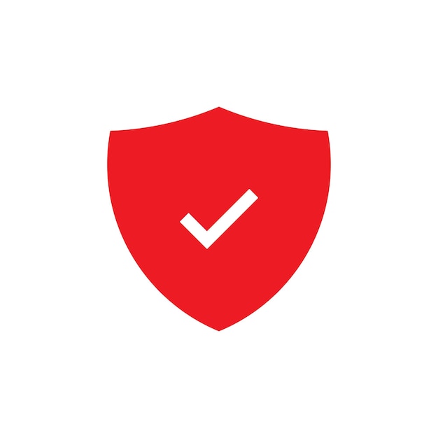 Símbolo de protección de icono de escudo con marca de comprobación roja Concepto de seguridad y seguridad