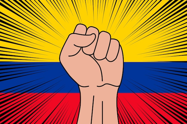 Símbolo de puño humano en la bandera de Colombia