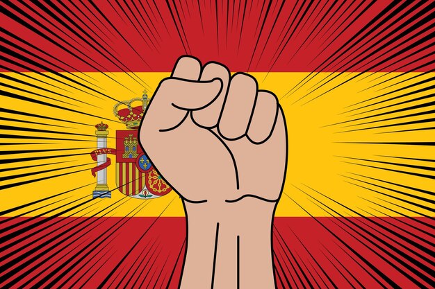 Vector símbolo de puño humano en la bandera de españa