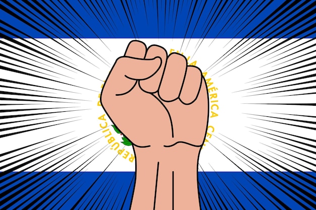 Vector símbolo de puño humano en la bandera de el salvador