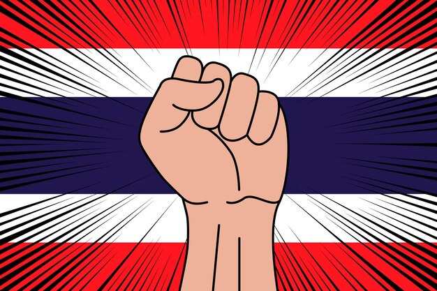 Símbolo de puño humano en la bandera de tailandia