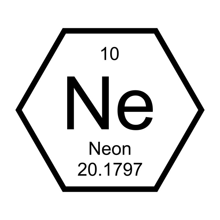 Vector símbolo químico atómico periódico icono de neón