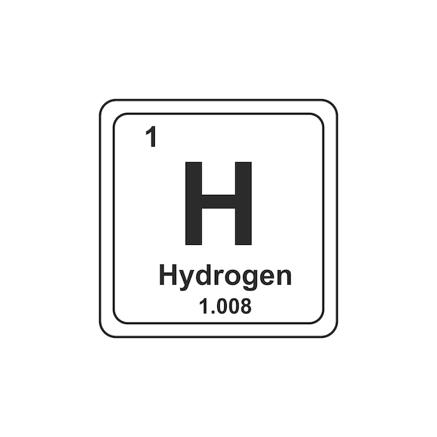 Símbolo químico de la tabla periódica del hidrógeno icono plano