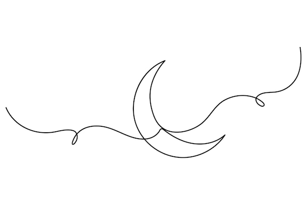 Símbolo del Ramadán dibujo continuo de una línea del ícono de la luna Eid en ilustración vectorial de contorno simple
