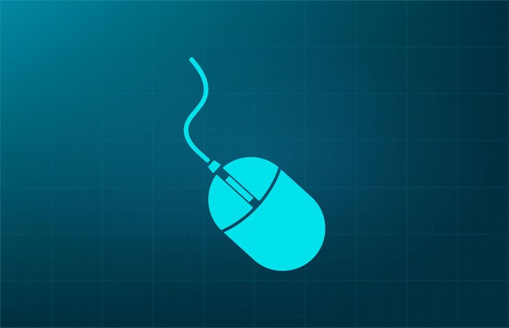 Vector símbolo del ratón de la computadora ilustración vectorial en fondo azul eps 10