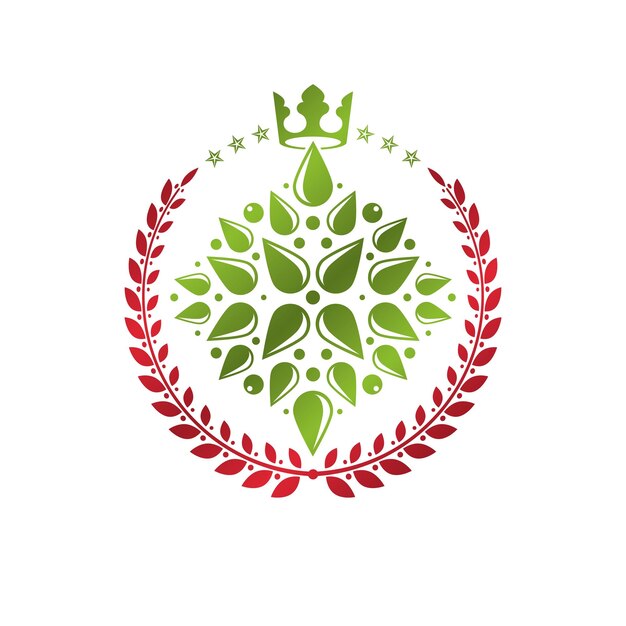 Símbolo real Emblema gráfico de Lily Flower compuesto por corona de rey. Elemento de diseño vectorial heráldico. Etiqueta de estilo retro, logotipo heráldico.
