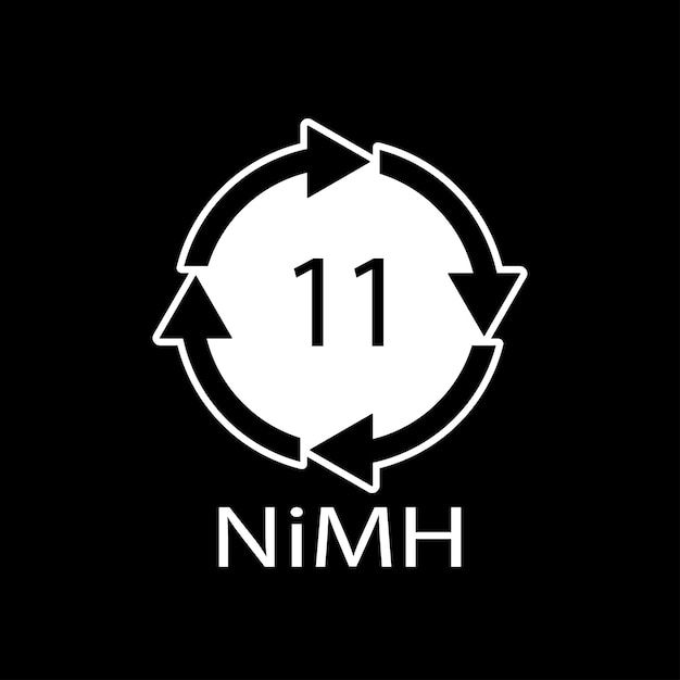 Símbolo de reciclaje de batería 11 NiMH Ilustración vectorial