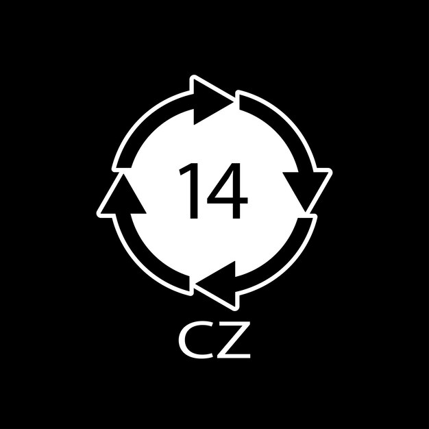 Símbolo de reciclaje de batería 14 CZ Ilustración vectorial