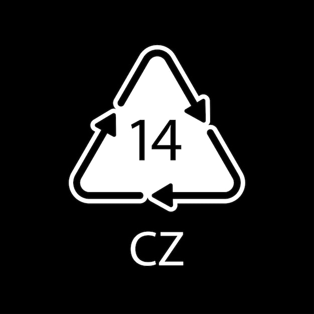 Símbolo de reciclaje de batería 14 CZ Ilustración vectorial