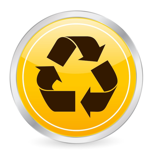 Símbolo de reciclaje icono de círculo amarillo