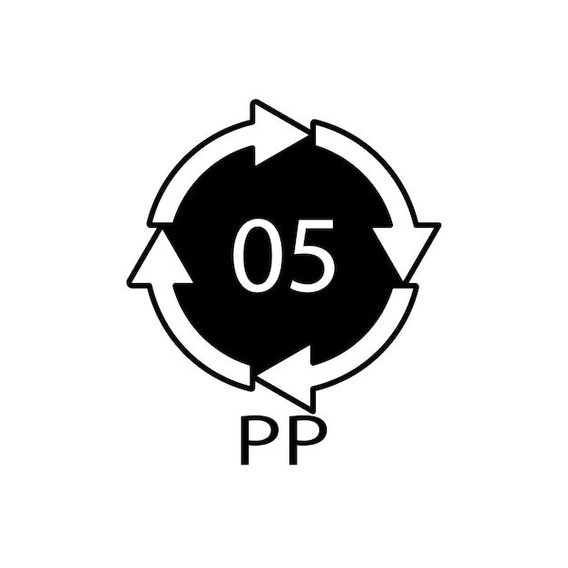 Símbolo de reciclaje de plástico Icono de vector PP 5