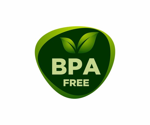 Símbolo redondo libre de BPA, hojas verdes, etiqueta libre de BPA