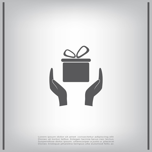 Símbolo de regalo Ilustración vectorial sobre fondo gris Eps 10