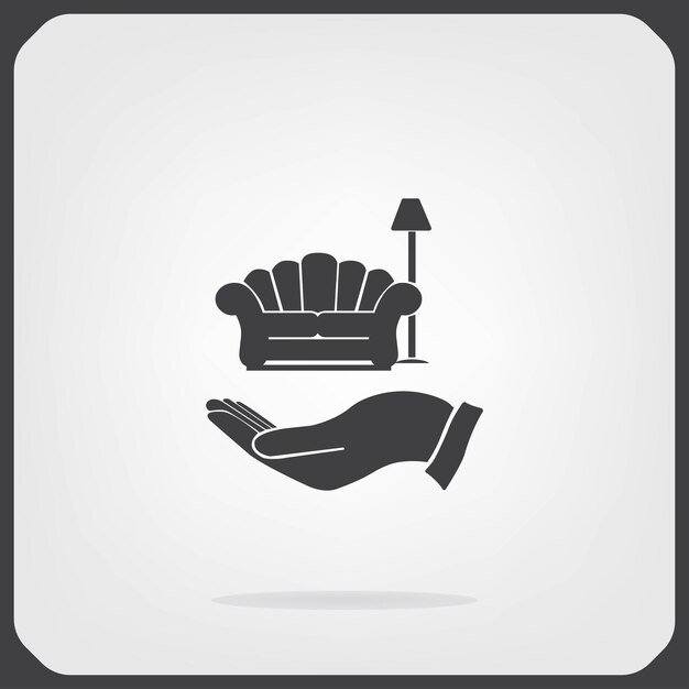 Símbolo de relajación de muebles de sofá Ilustración vectorial en fondo gris Eps 10