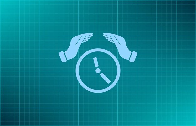 Símbolo del reloj Ilustración vectorial en fondo azul Eps 10