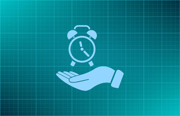 Símbolo del reloj Ilustración vectorial en fondo azul Eps 10