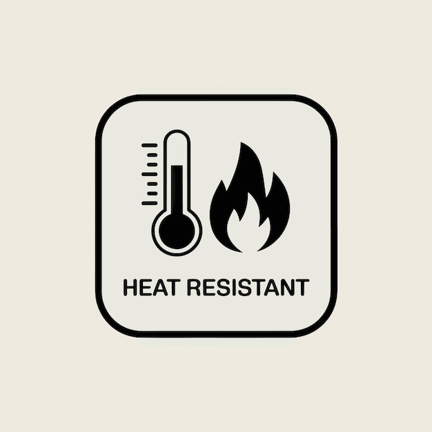 Símbolo resistente al calor con termómetro y llama