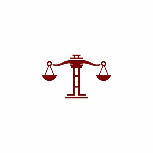 Un símbolo rojo de la balanza de la justicia.