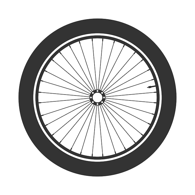 Simbolo de rueda de bicicleta mtb vector neumático de montaña de goma de bicicleta con válvula bicicleta de montaña de fitness