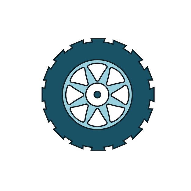 Vector símbolo de una rueda de coche sobre un fondo blanco ilustración vectorial