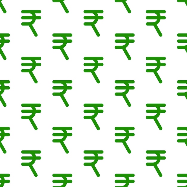 Vector símbolo de la rupia india inr patrón sin costuras aislado en fondo blanco ilustración vectorial