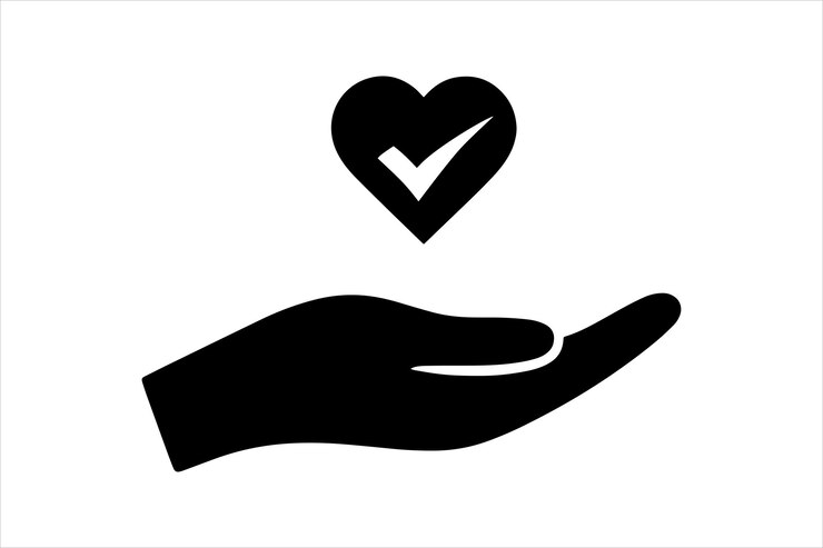 Símbolo de salud y seguridad con la mano y el corazón
