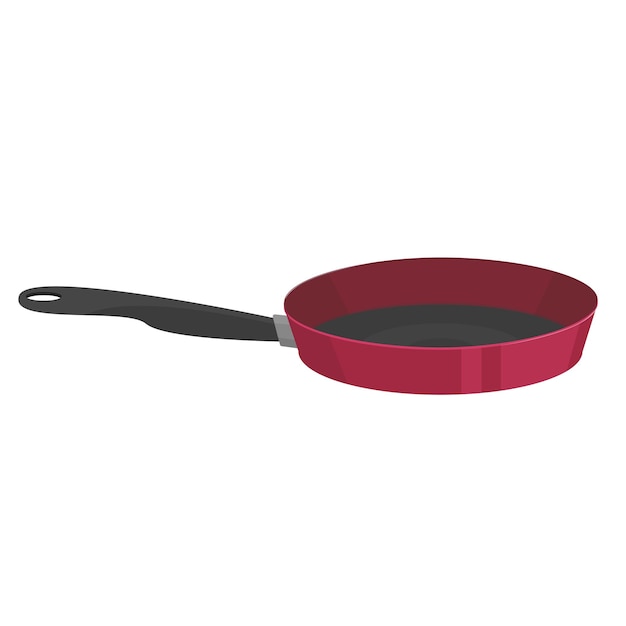 Símbolo de sartén detallado rojo en estilo de dibujos animados en blanco Icono de sartén para diseño Utensilios de cocina Concepto de cocina