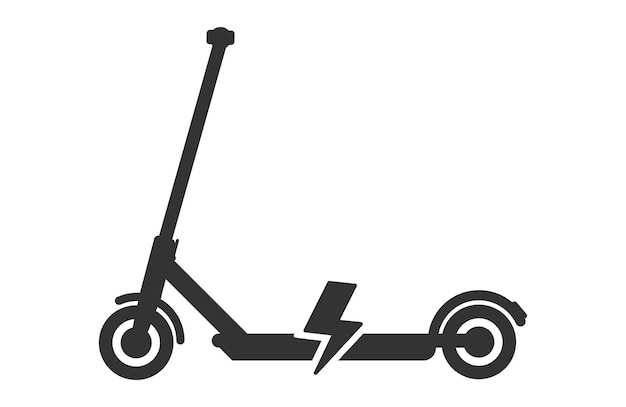 Símbolo de scooter eléctrico, signo de scooter eléctrico con icono de electricidad, icono de vehículo ecológico