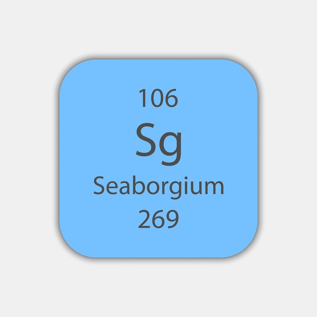 Símbolo de seaborgio Elemento químico de la tabla periódica Ilustración vectorial