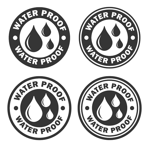 Símbolo del sello de círculo a prueba de gotas a prueba de agua Símbolo de signo a prueba de aguas Proof logotipo de señal a prueba de líquidos de protección contra el agua Ve